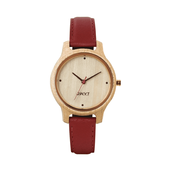 Montre femme tendance Aquila avec bracelet cuir lisse rouge rubis